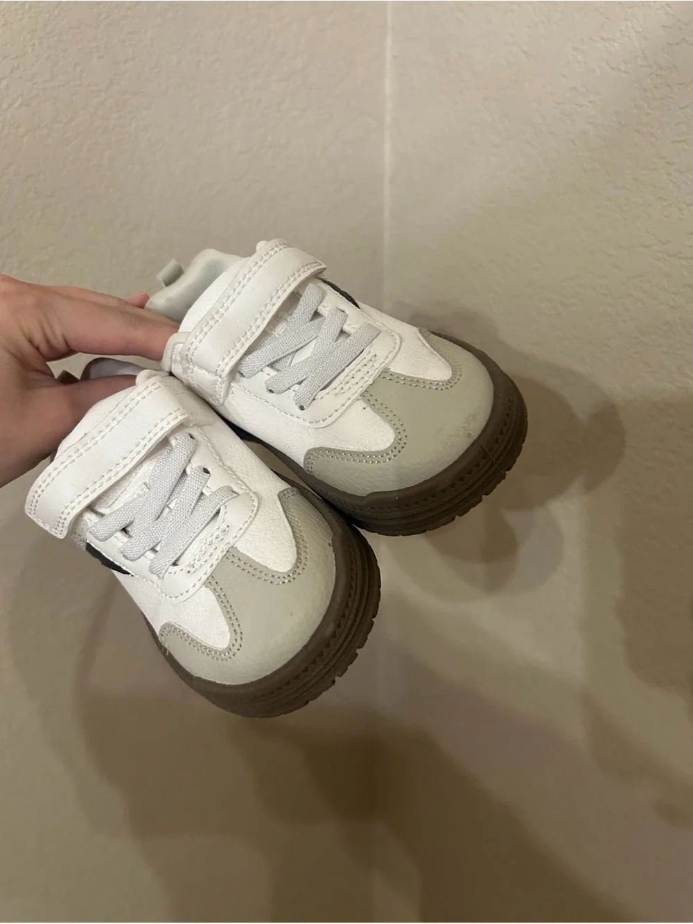 Carter's White and Black Low-Top Sneakers with Brown Sole